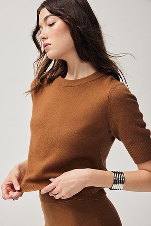 Celina Short Sleeve Pullover W. Cashmere