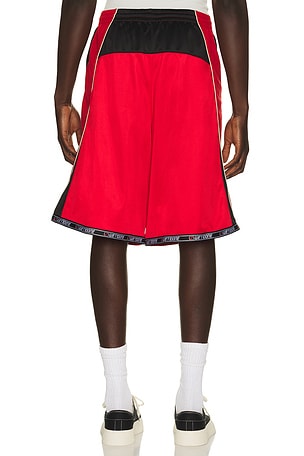 WE11DONE Sporty Football Jersey Shorts in Red,Black