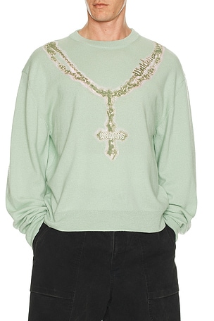 Pearl Logo Necklace Print Pullover WE11DONE