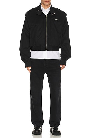 WE11DONE Sporty Scarf Harrington Jacket in Black