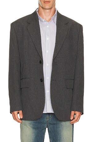WE11DONE Hood Detachable Blazer in Grey. Size S. Also