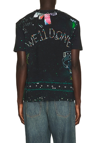 WE11DONE Trompe-L'Oeil Pierced T-Shirt in Black