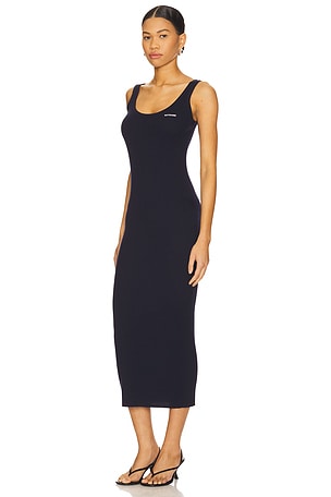 WE11DONE Ribbed Knit Dress in Navy