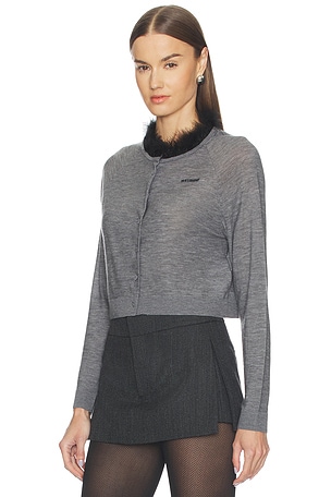 WE11DONE Feather Collar Cardigan in Grey. Size M. Also