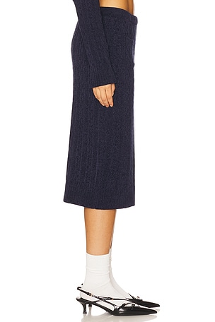 WE11DONE Cable Midi Skirt in Navy. Size S. Also