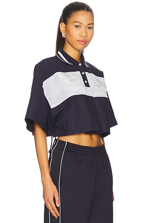WE11DONE Cropped Polo Top in Navy
