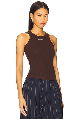 WE11DONE Minimal Logo Tank Top in Brown