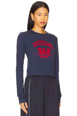 WE11DONE Print Long-sleeved T-shirt in Navy