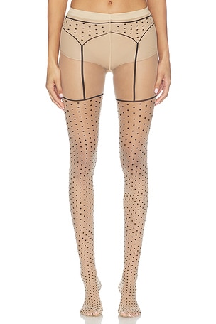 Dotted Garter Belt Tights Wolford