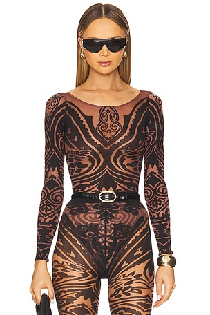 X Etro Body Tattoo String Bodysuit Wolford