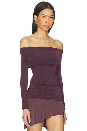 Wolford Sheer Drape Top Long Sleeves in Purple
