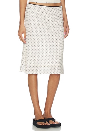 With Harper Lu Mesh Midi Skirt in Cream