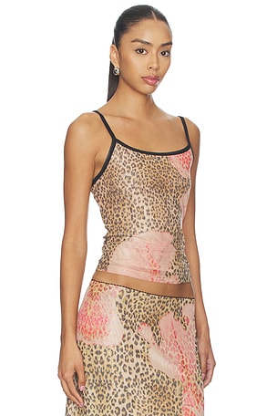 With Harper Lu Mesh Camisole Top in Brown