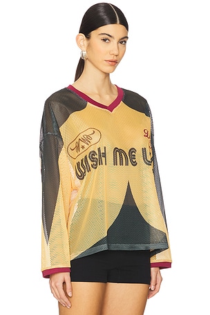 Wish Me Luck Dreamers Of Tomorrow Hockey Jersey in Orange
