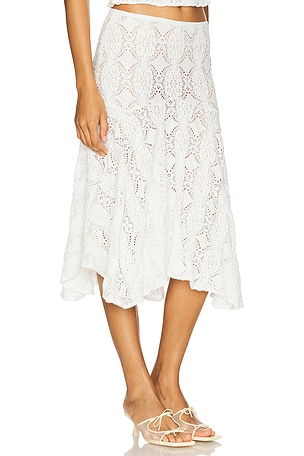 With Jean Maeve Midi Skirt in White