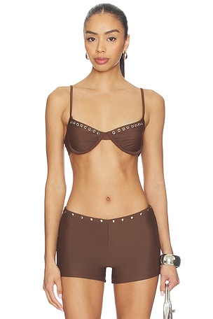 Julia Studded Bikini Top With Jean