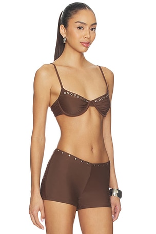 With Jean Julia Studded Bikini Top in Chocolate