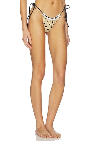 With Jean Juni Lace Up Detail Bikini Bottom in Beige