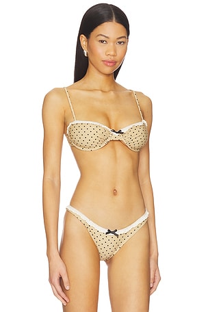 With Jean Jeanie Polka Dot Bikini Top in Beige