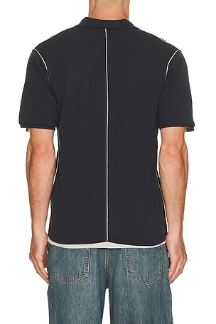 Won Hundred Jonas Two Layer Knit Polo in Black