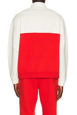 Whitespace Quarter Zip Sweatshirt in White,Red