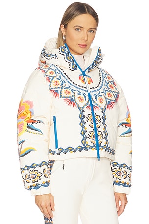 Whitespace x FARM Rio Cropped Puffer Jacket in Cream