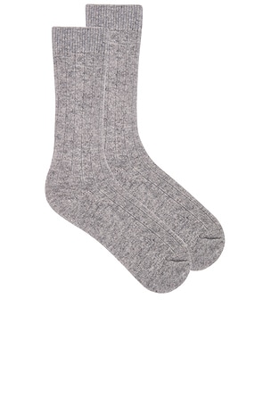 Cashmere Ribbed Sock White + Warren