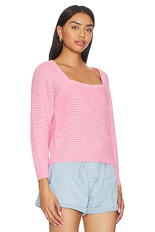 White + Warren Classic Square Neck Top in Pink