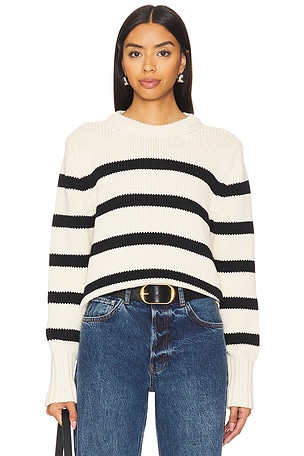 Organic Cotton Striped Crewneck White + Warren