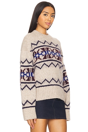 White + Warren Plush Alpaca Blend Fair Isle Crewneck in Cream