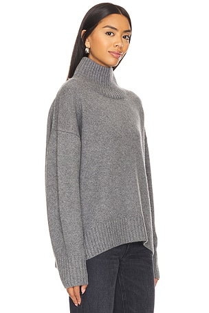 White + Warren Cashmere Blend Standneck Sweater in Grey