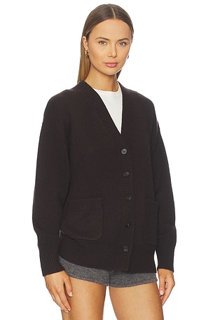 White + Warren Cashmere Luxe Pocket Cardigan in Brown