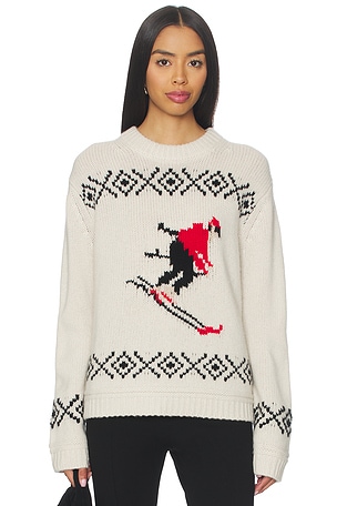 Cashmere Blend Ski Crewneck Sweater White & Warren
