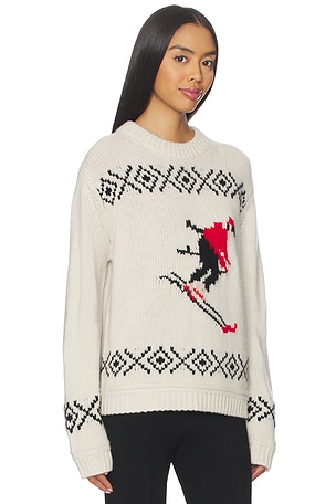 White & Warren Cashmere Blend Ski Crewneck Sweater in Ivory