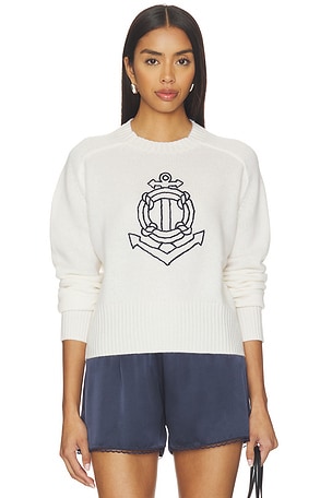 Featherweight Cashmere Nautical Embroidered Sweater White & Warren