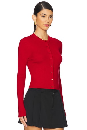 White + Warren Superfine Merino Cardigan Top in Red