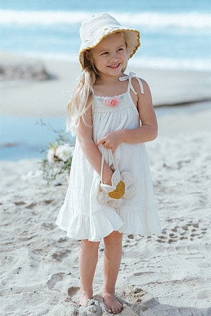 Wild Wawa Kids Flora Crochet Dress in Cream