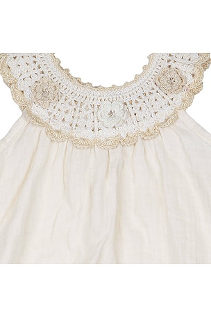 Wild Wawa Kids Petal Crochet Dress in Cream