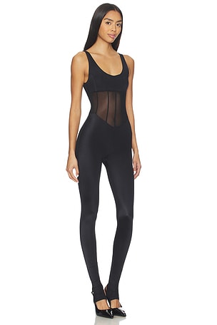 WeWoreWhat Spandex Sheer Panel Jumpsuit in Black