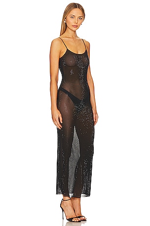WeWoreWhat Mesh Scoop Maxi Slip Dress in Black