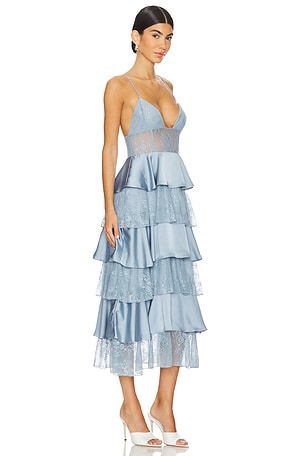 WeWoreWhat Tiered Lace Midi Dress in Blue
