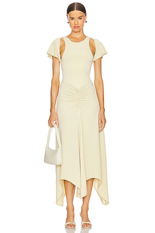 Ruched Asymmetric Midi Dress WeWoreWhat