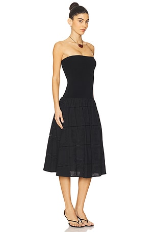 WeWoreWhat Ribbed Cotton Midi Dress in Black
