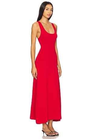 WeWoreWhat Ruched Strap Midi Dress in Red