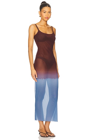 WeWoreWhat Mesh Scoop Maxi Slip in Maroon