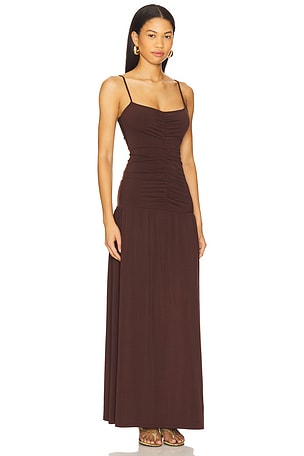 WeWoreWhat Ruched Front Scoop Maxi Dress in Brown