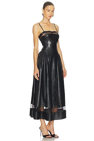 WeWoreWhat Lace Panel Corset Midi Dress in Black