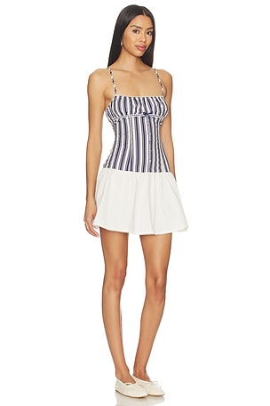 WeWoreWhat Drop Waist Dress in White,Navy