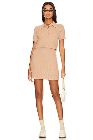 WeWoreWhat Cable Knit Polo Dress in Beige