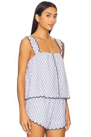 WeWoreWhat Scallop Button Front Tank in Blue